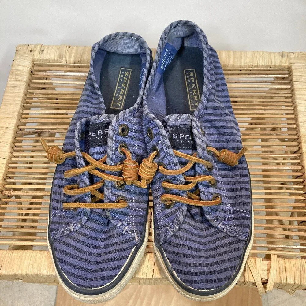 Sperry Topsider Shoes, Size 7.5, Seacoast Blue Striped, Lightweight, Boating‎